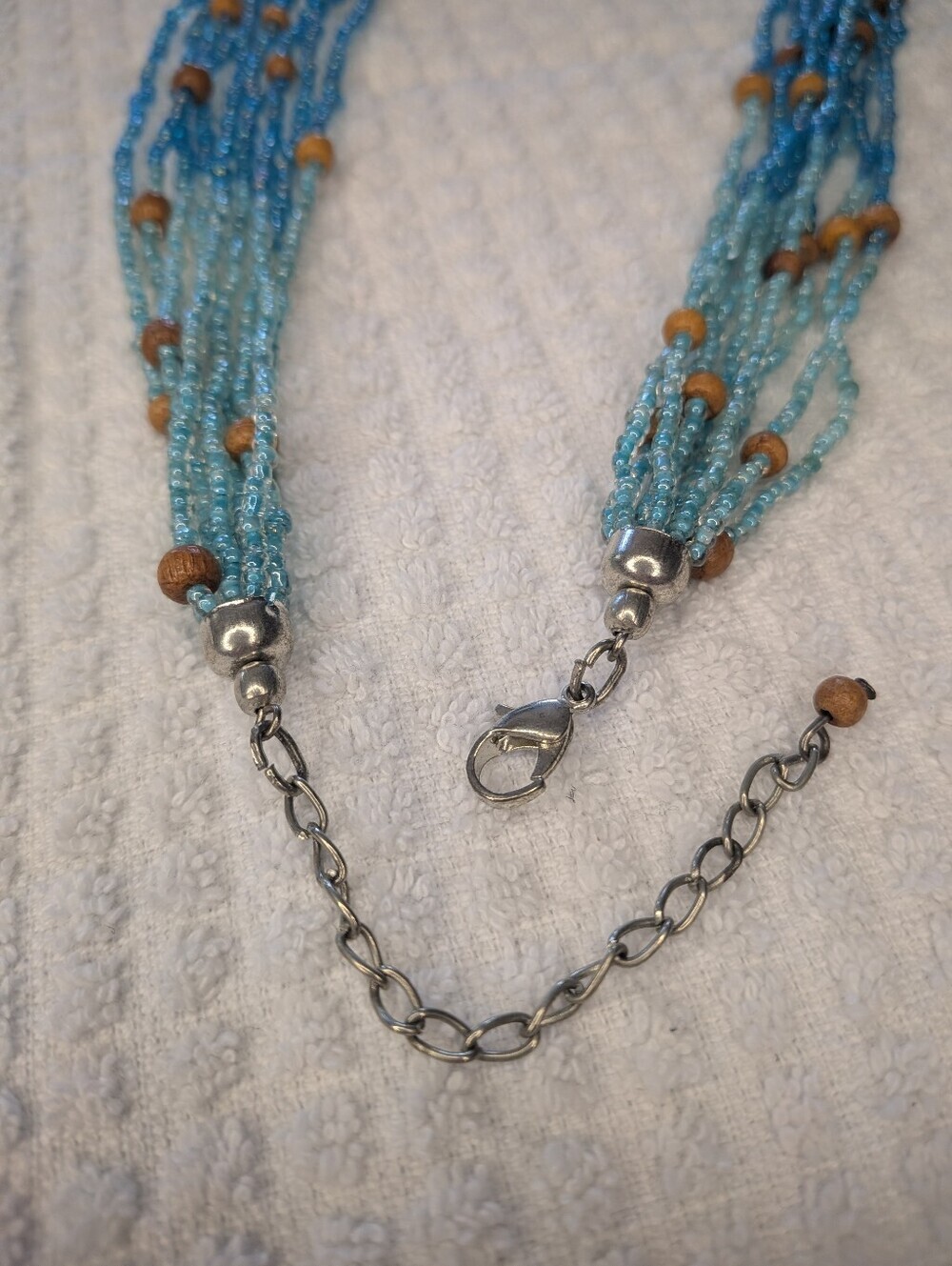 Multi Strand Sea Bead Necklace With Wood Accent Beads - Picture 7 of 9